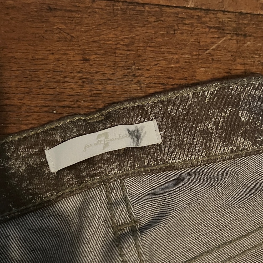 ✨7 For All Mankind Gold Patterned Skinny Pants - Picture 6 of 7